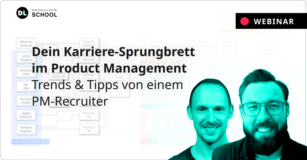 Banner für das webinar Product Management Karrieresprungbrett.